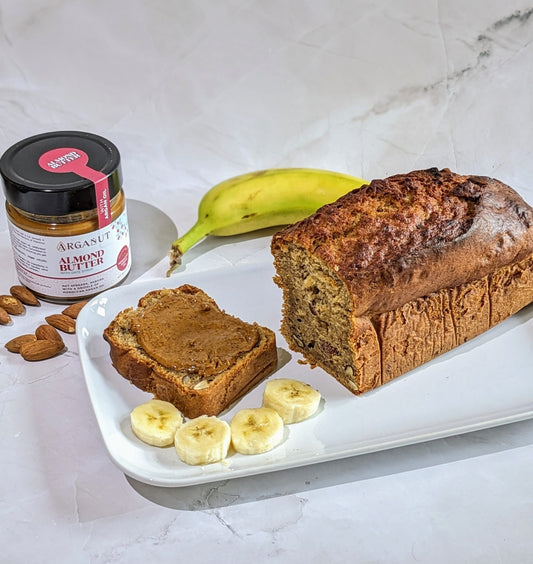 Banana Bread with Almond Butter Drizzle