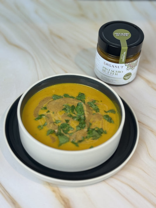 Carrot and Ginger Soup with Pistachio Butter